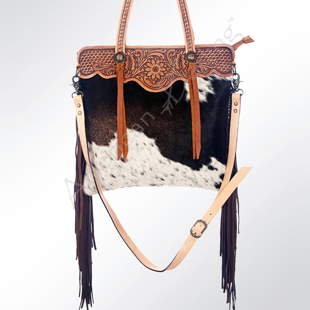 American Darling Cross Body Hand Tooled Hair On Genuine Leather Women Bag Western Handbag Purse