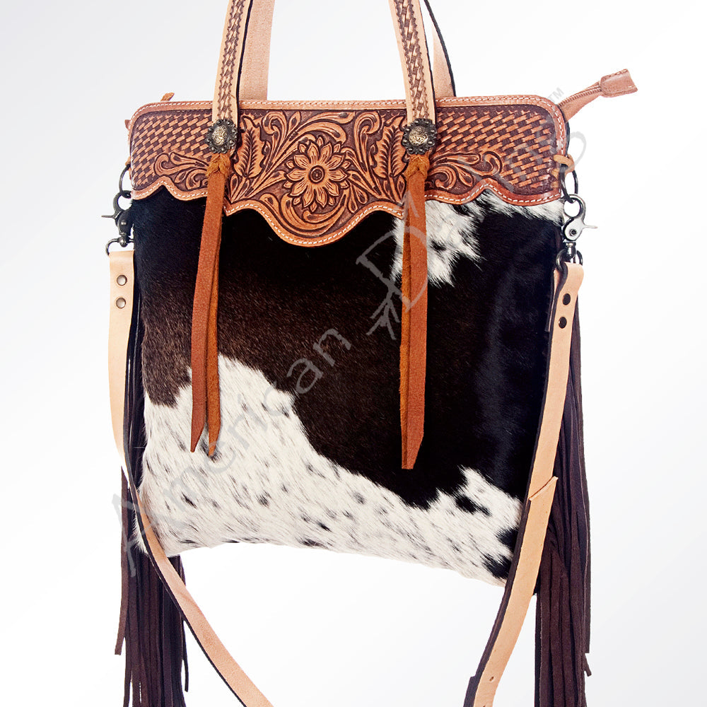 American Darling Cross Body Hand Tooled Hair On Genuine Leather Women Bag Western Handbag Purse
