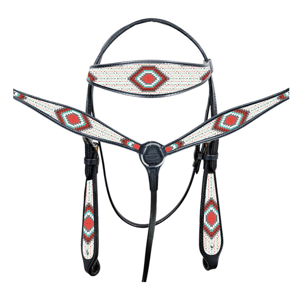 HILASON Western Horse Leather Headstall &amp; Breast Collar Tack Set