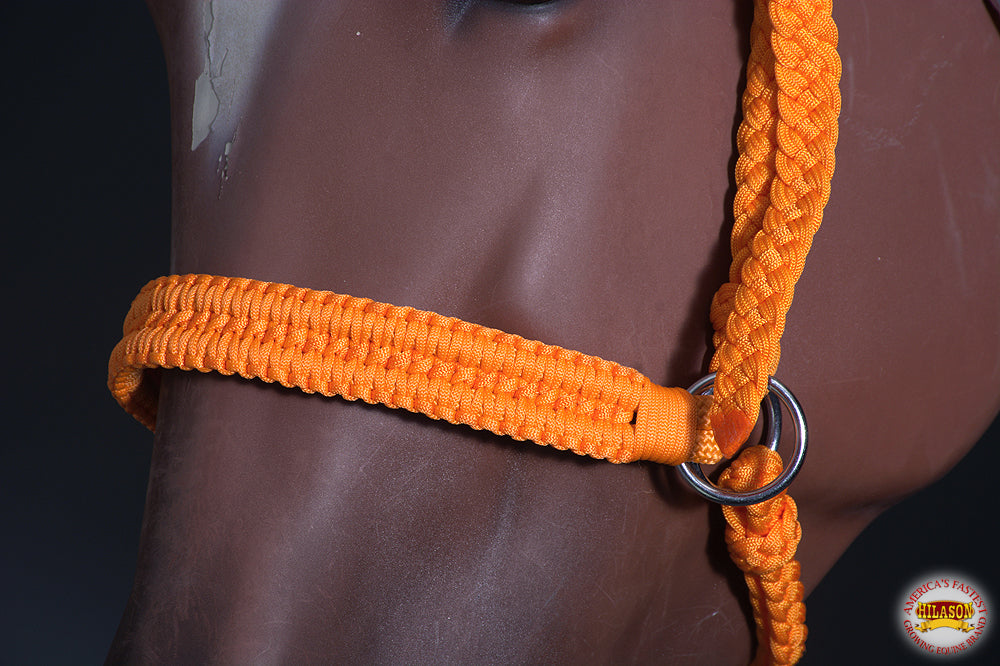 Hilason Flat Braided Paracord Horse Headstall Bridle Black W/ Crystals