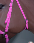 Hilason Flat Braided Paracord Horse Headstall Bridle Black W/ Crystals