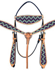 HILASON Western Horse Leather Headstall & Breast Collar Tack Set Chevron