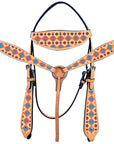 HILASON Western Horse Leather Headstall & Breast Collar Tack Set Aztec