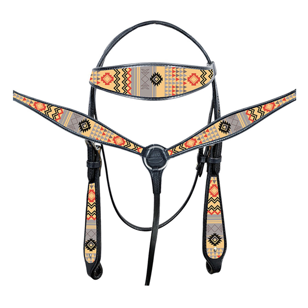 HILASON Western Horse Leather Headstall &amp; Breast Collar Tack Set
