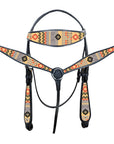 HILASON Western Horse Leather Headstall & Breast Collar Tack Set