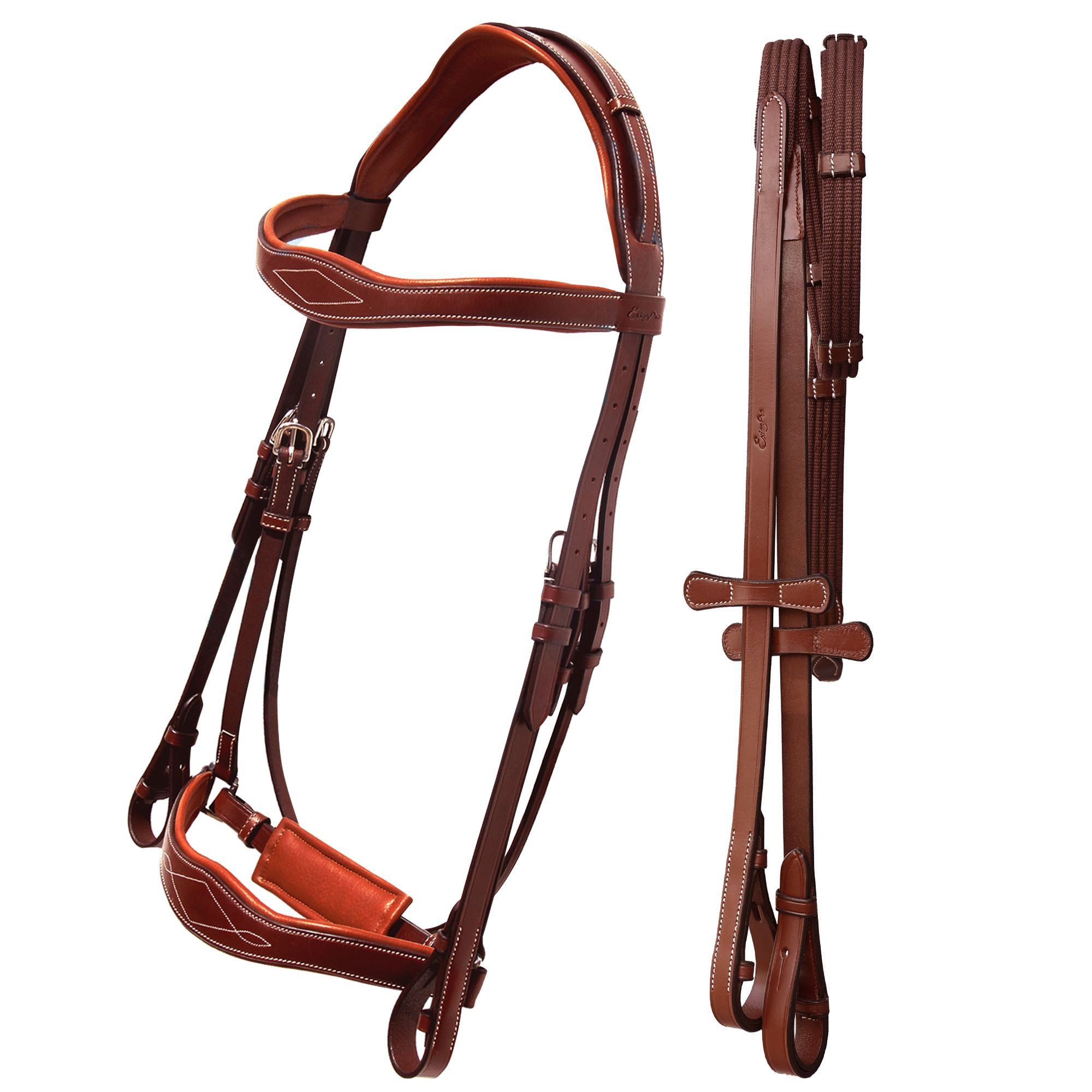 ExionPro Broad Wave Shape Designer Fancy Dressage Bridle &amp; Web Reins