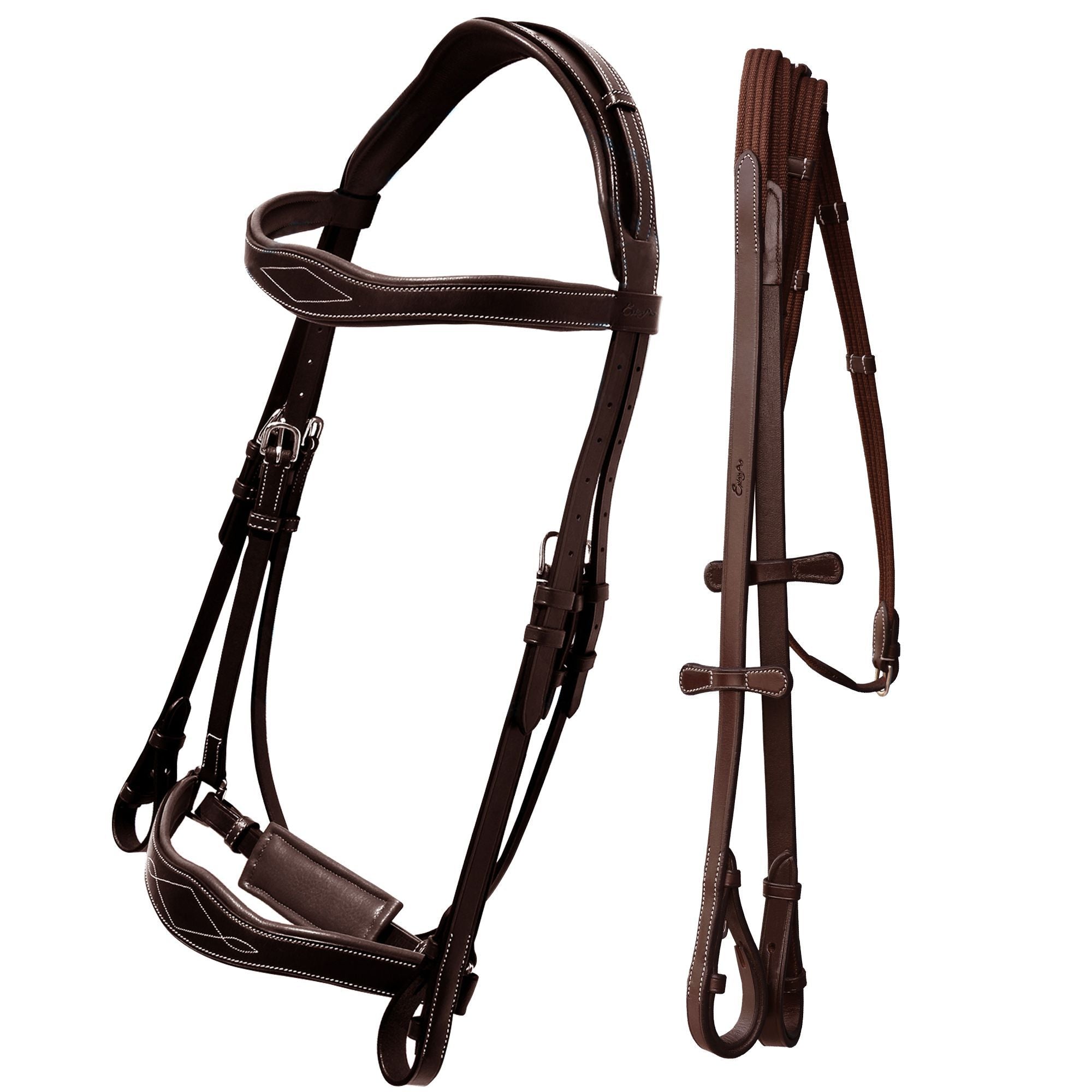 ExionPro Broad Wave Shape Designer Fancy Dressage Bridle &amp; Web Reins
