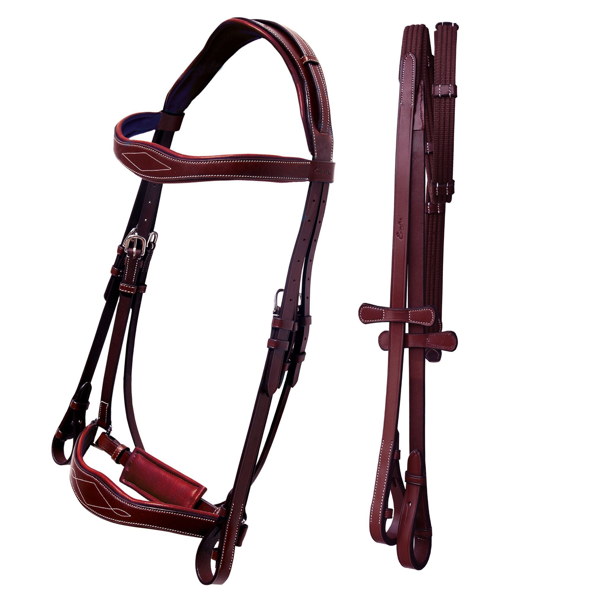 ExionPro Broad Wave Shape Designer Fancy Dressage Bridle &amp; Web Reins
