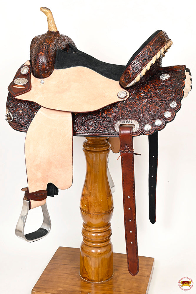 HILASON Western Genuine Leather Horse Saddle With Headstall &amp; Breast Collar Tack Set