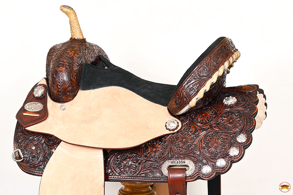 HILASON Western Genuine Leather Horse Saddle With Headstall &amp; Breast Collar Tack Set
