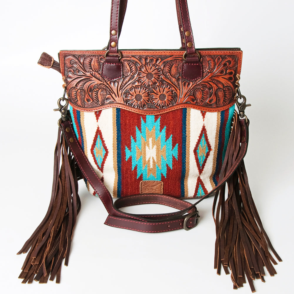 ADBG218 American Darling Hand Tooled Saddle Blanket Genuine Leather Women Bag Western Handbag Purse