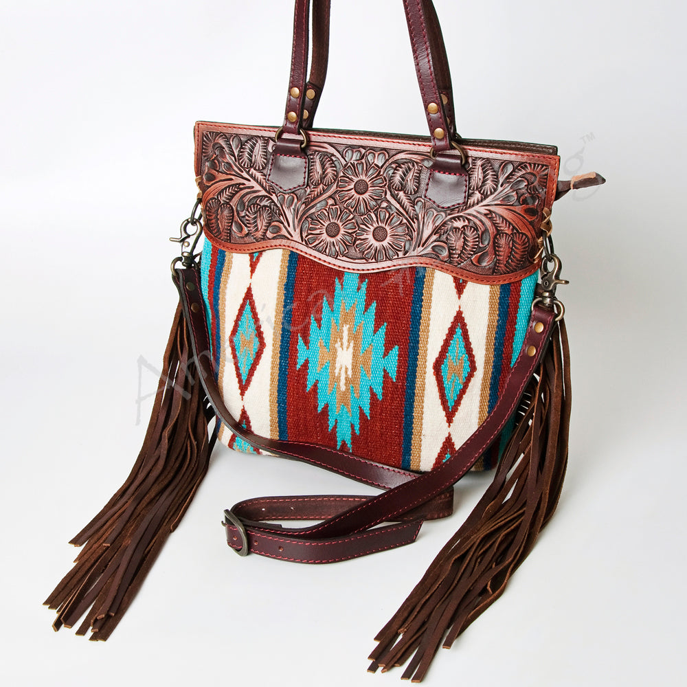 ADBG218 American Darling Hand Tooled Saddle Blanket Genuine Leather Women Bag Western Handbag Purse