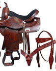 HILASON Western Horse Treeless Saddle American Leather Trail Pleasure Tack | Barrel for Horses