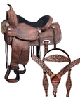 HILASON Western Horse Treeless Saddle American Leather Trail Pleasure Tack | Barrel for Horses