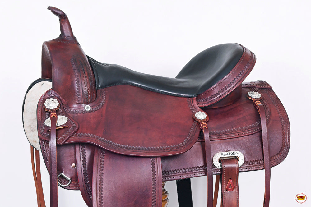 HILASON Western Horse Saddle American Leather Flex Tree Trail &amp; Pleasure Mahogany