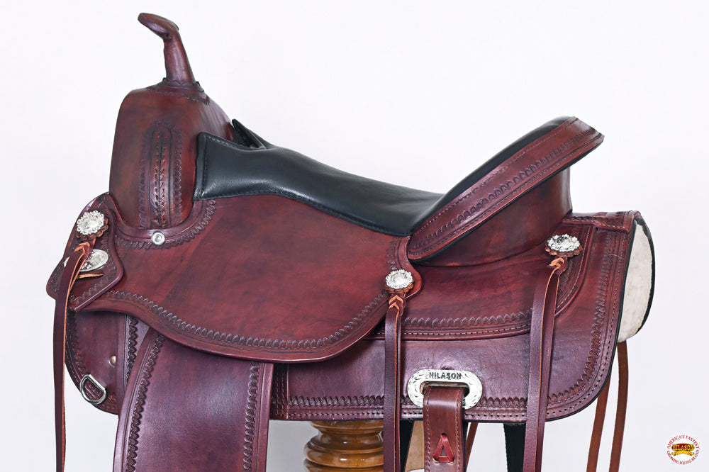 HILASON Western Horse Saddle American Leather Flex Tree Trail &amp; Pleasure Mahogany