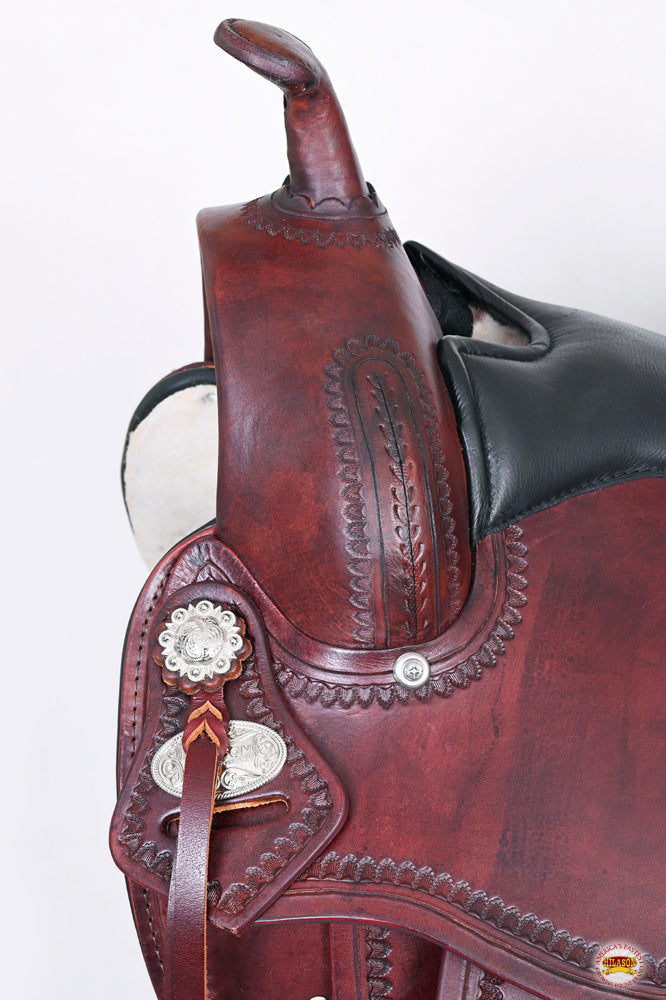 HILASON Western Horse Saddle American Leather Flex Tree Trail &amp; Pleasure Mahogany