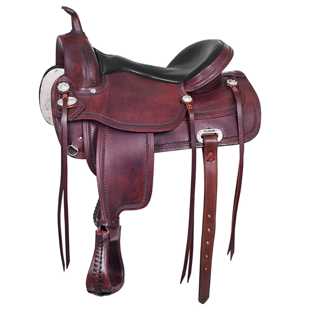 HILASON Western Horse Saddle American Leather Flex Tree Trail &amp; Pleasure Mahogany