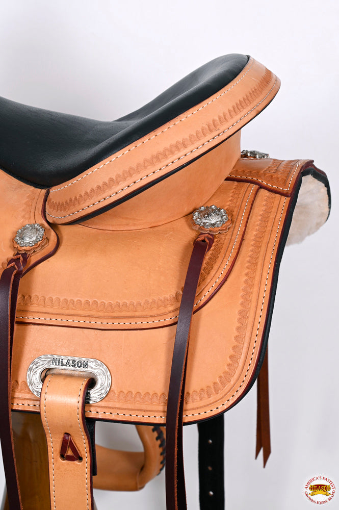HILASON Western Horse Saddle American Leather Flex Tree Trail &amp; Pleasure Oiled Tan