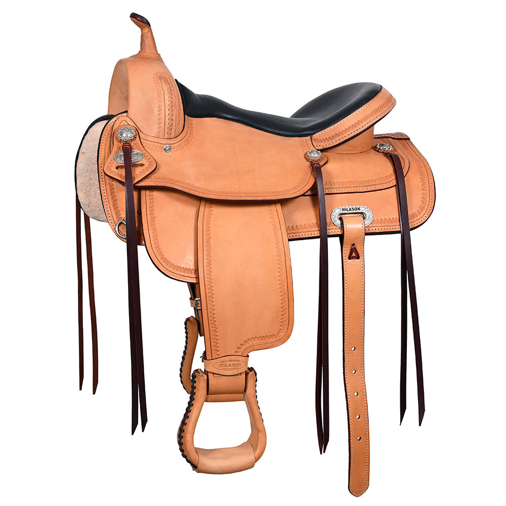 HILASON Western Horse Saddle American Leather Flex Tree Trail &amp; Pleasure Oiled Tan