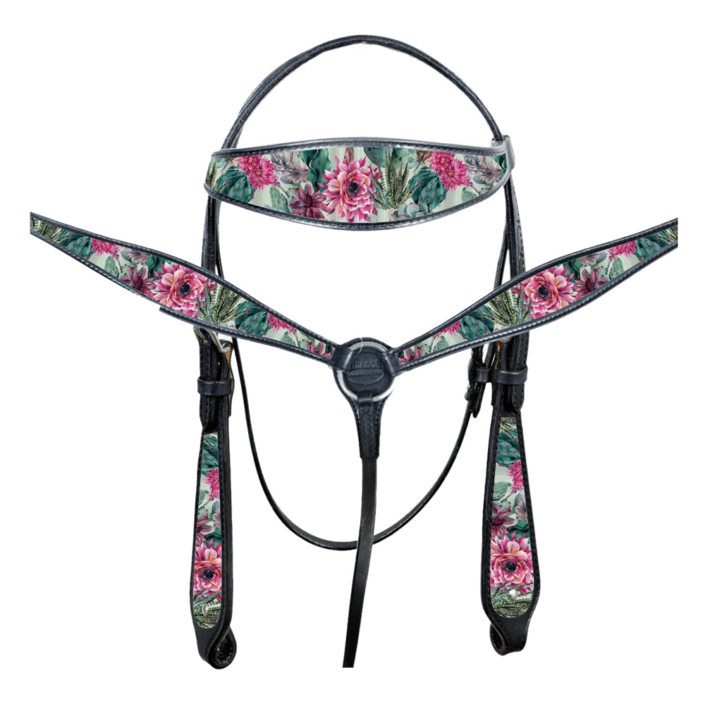 Western Horse Headstall Breast Collar Set American Leather  Hilason