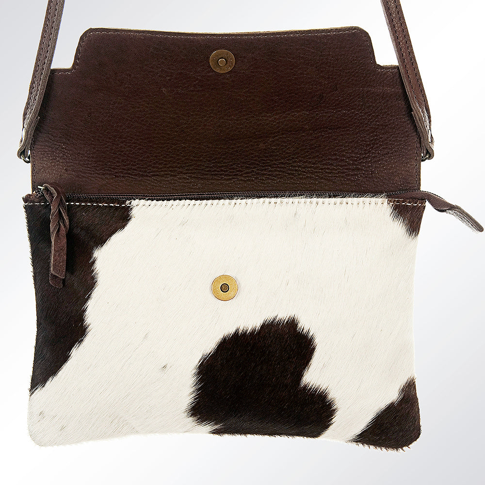 American Darling ADBG241 Envelope Hand Tooled Hair On Genuine Leather Women Bag Western Handbag Purse