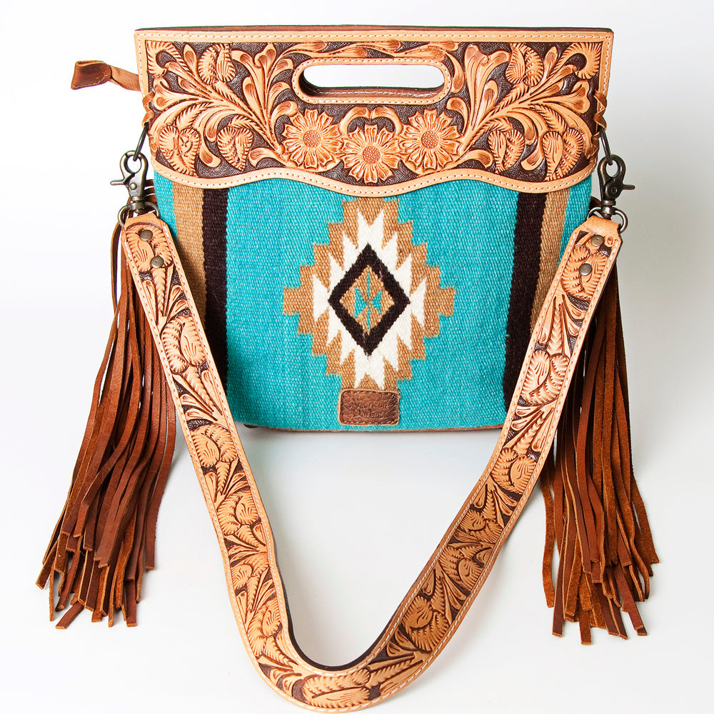 American Darling ADBG248 Clutch Hand Tooled Saddle Blanket Genuine Leather Women Bag Western Handbag Purse