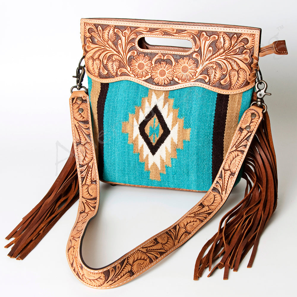 American Darling ADBG248 Clutch Hand Tooled Saddle Blanket Genuine Leather Women Bag Western Handbag Purse