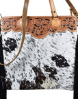 American Darling Tote Hand Tooled Hair On Genuine Leather Women Bag Western Handbag Purse