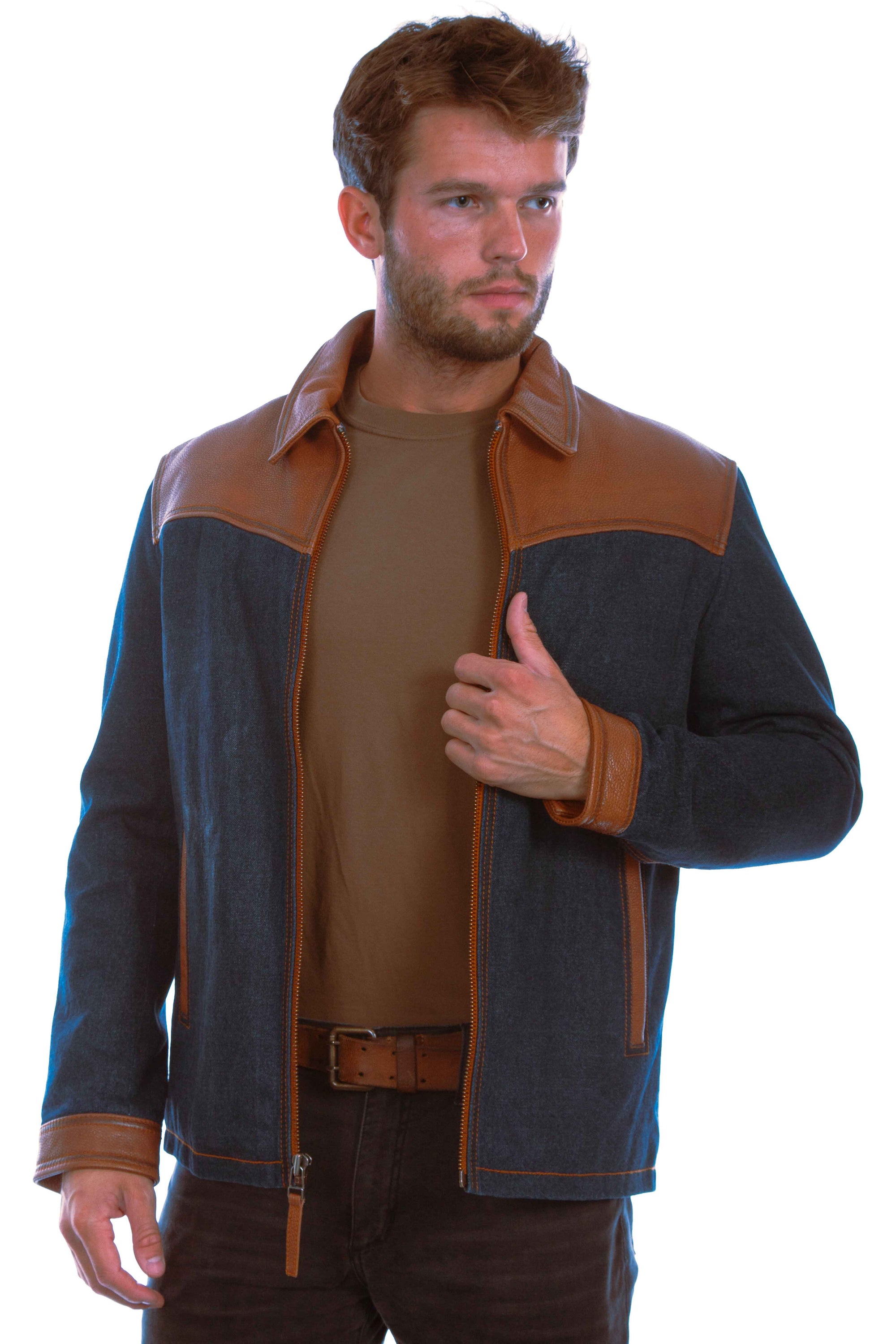 Denim W/leather Trim - 1093