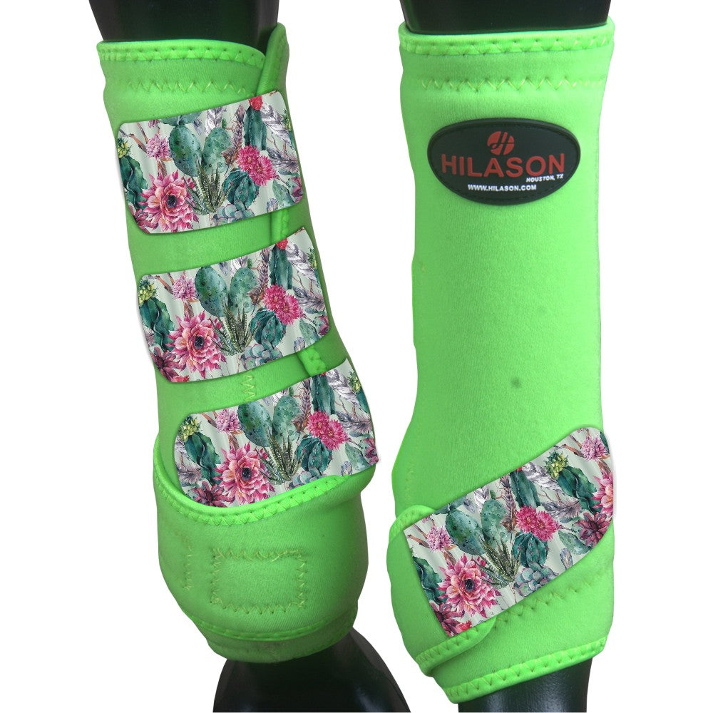 L - Hilason Horse Medicine Sports Boots Rear Hind Leg Lime