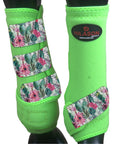 L - Hilason Horse Medicine Sports Boots Rear Hind Leg Lime