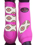 Hilason Horse Medicine Sports Boots Rear Hind Leg Pink Grey