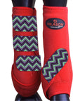 Large Hilason Horse Medicine Sports Boots Rear Hind Leg Red Chevron
