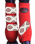 Large Hilason Horse Medicine Sports Boots Rear Hind Leg Red Grey