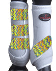 Large Hilason Horse Medicine Sports Boots Front Leg White w/ Rainbow