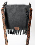 American Darling ADBGS172BKW Cross Body Hand Tooled Hair On Genuine Leather Women Bag Western Handbag Purse