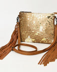American Darling Western Small Crossbody Bag – Genuine Hair-On Cowhide Leather with Fringes, Adjustable Strap, Handcrafted in Texas