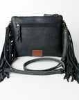American Darling Western Small Crossbody Bag – Genuine Hair-On Cowhide Leather with Fringes, Adjustable Strap, Handcrafted in Texas