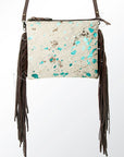 American Darling Western Small Crossbody Bag – Genuine Hair-On Cowhide Leather with Fringes, Adjustable Strap, Handcrafted in Texas