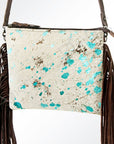 American Darling Western Small Crossbody Bag – Genuine Hair-On Cowhide Leather with Fringes, Adjustable Strap, Handcrafted in Texas