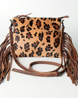 American Darling Western Small Crossbody Bag – Genuine Hair-On Cowhide Leather with Fringes, Adjustable Strap, Handcrafted in Texas