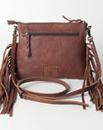 American Darling Western Small Crossbody Bag – Genuine Hair-On Cowhide Leather with Fringes, Adjustable Strap, Handcrafted in Texas
