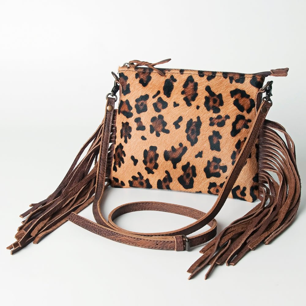 American Darling Western Small Crossbody Bag – Genuine Hair-On Cowhide Leather with Fringes, Adjustable Strap, Handcrafted in Texas
