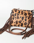 American Darling Western Small Crossbody Bag – Genuine Hair-On Cowhide Leather with Fringes, Adjustable Strap, Handcrafted in Texas