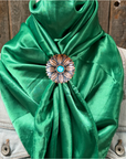 35X35" Solid Green Wild Rag / Scarf WRS18 - Western Concho Wild Rag Slides - Assorted