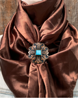 35X35" Solid Brown Wild Rag / Scarf WRS2 - Western Concho Wild Rag Slides - Assorted