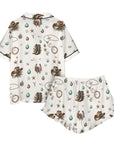 Baha Ranch Boots and Brands Western Cowgirl Cowboy Satin Short Pajama Sets