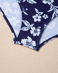 Floral Crossed Back Asymmetric Wrap Side Swimsuit