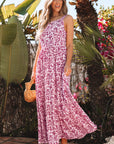 Floral Cutout Back Empire Waist Maxi Dress